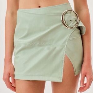 For Love & Lemons Mint Pleater Mini Skirt